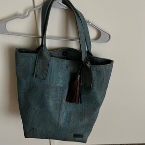 Trendy Sustainable Cerulean colored CorkLane Tote Style